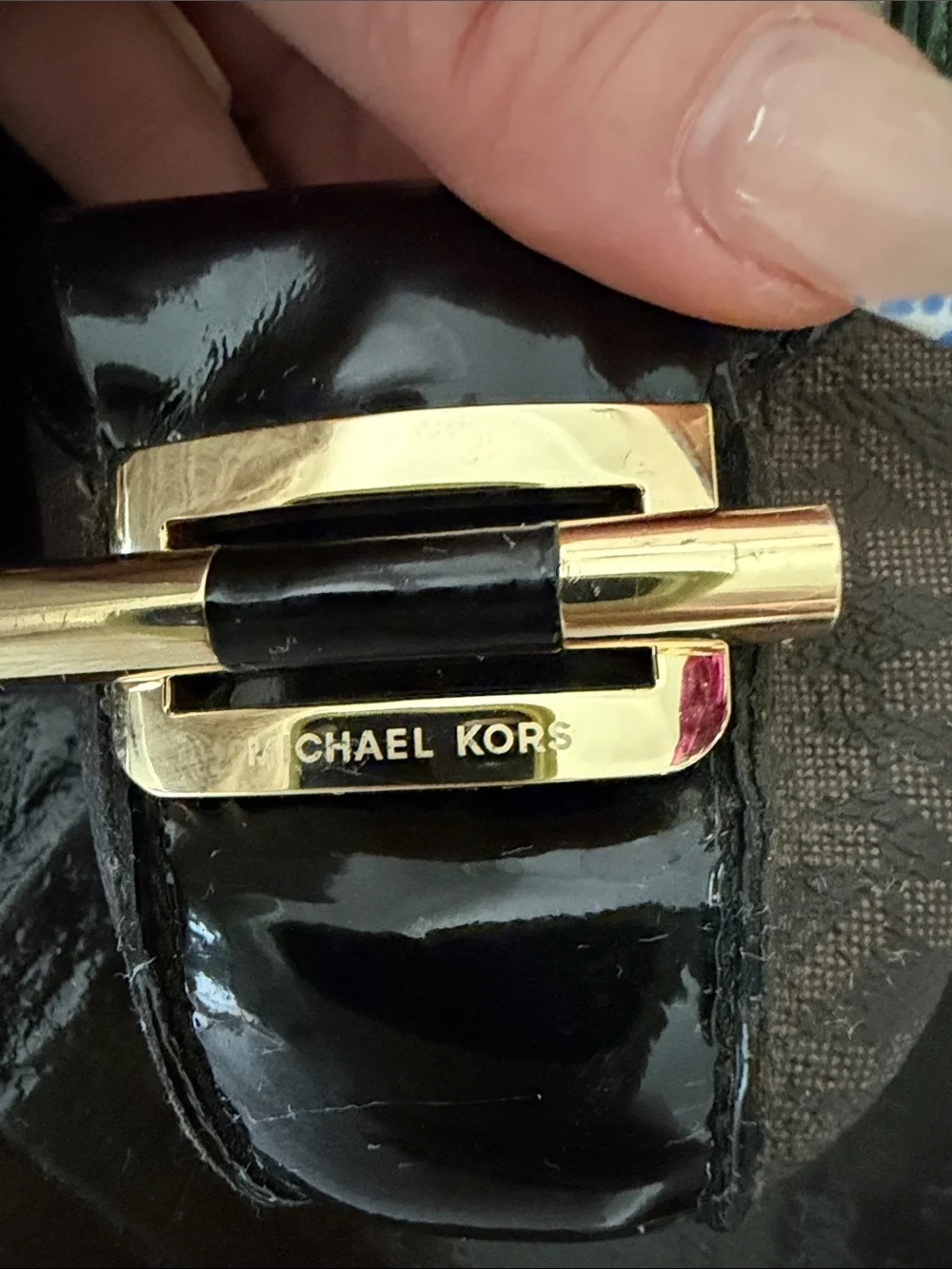 Michael Kors Brown and Black Leather Ballet Flats with Gold Hardware